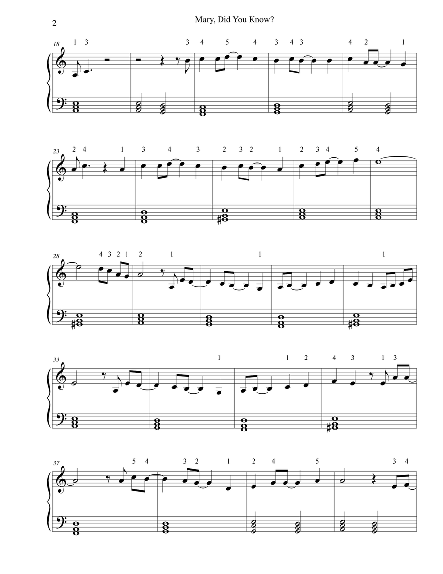 Mary, Did You Know? Easy Piano scores gallery preview page 2