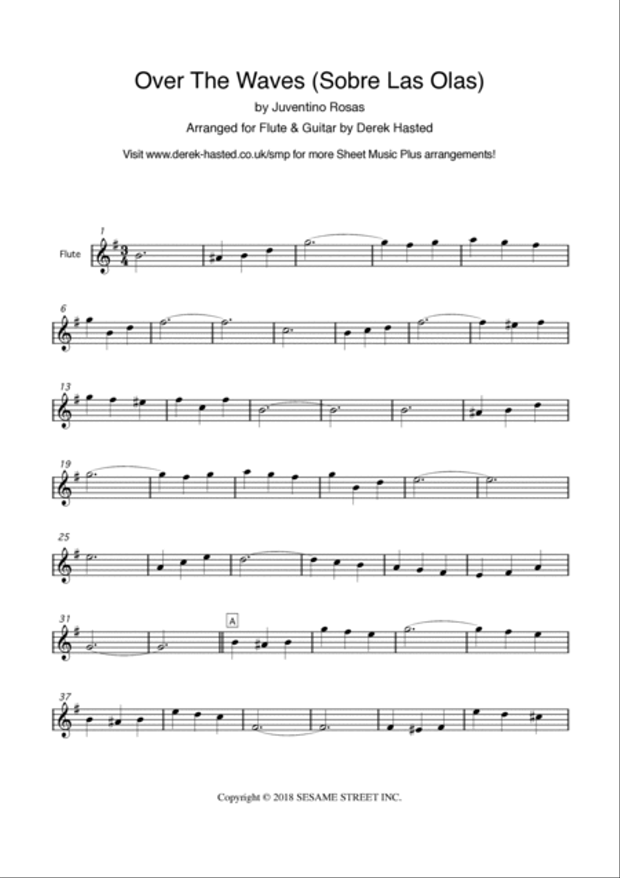 Over The Waves (Sobre Las Olas) - flute and guitar duet Flute scores gallery preview page 3