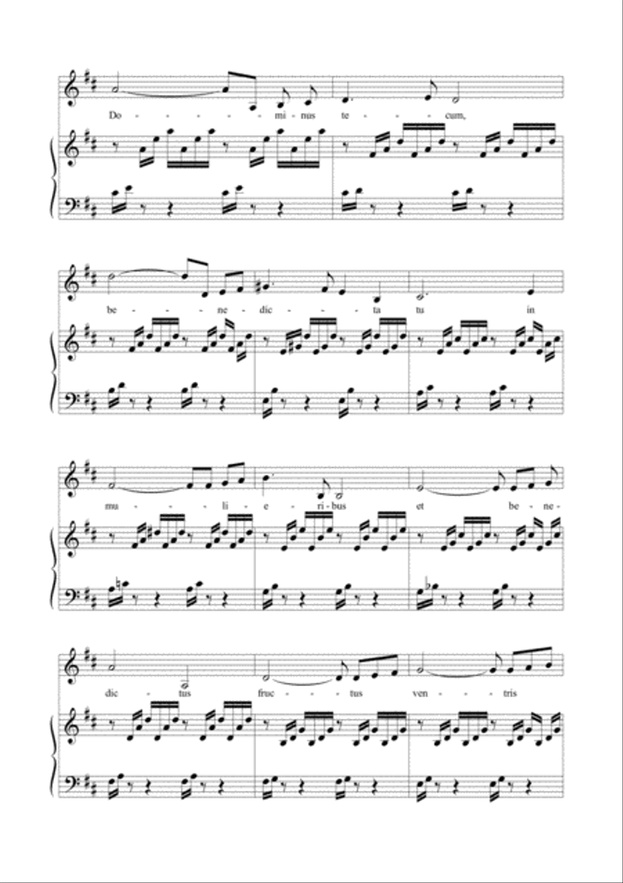 AVE MARIA - Bach-Gounod - For Alto (or Bariton, or any instrument in C) and Piano - In D - With Musi Small Ensemble scores gallery preview page 3