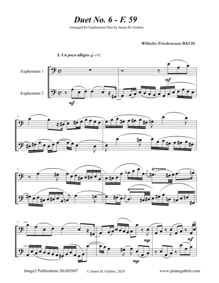 WF Bach: Duet No. 6 for Euphonium Duo image number null