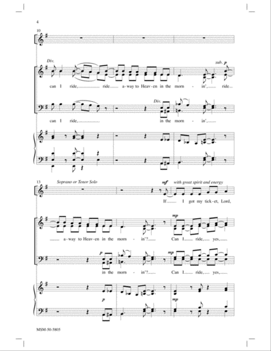 If I Got My Ticket 4-Part scores gallery preview page 4