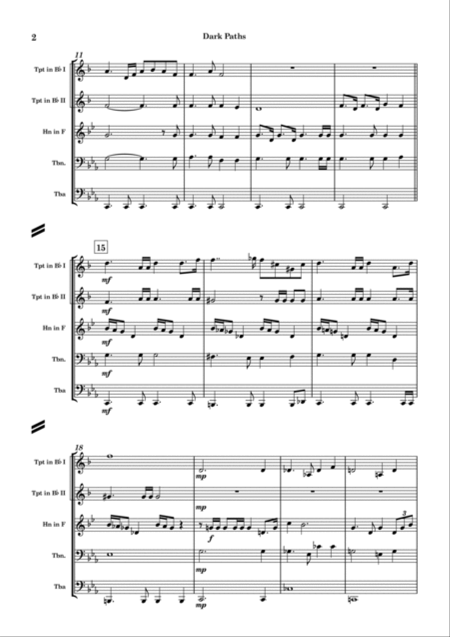Dark Paths for Brass Quintet Brass Quintet scores gallery preview page 2