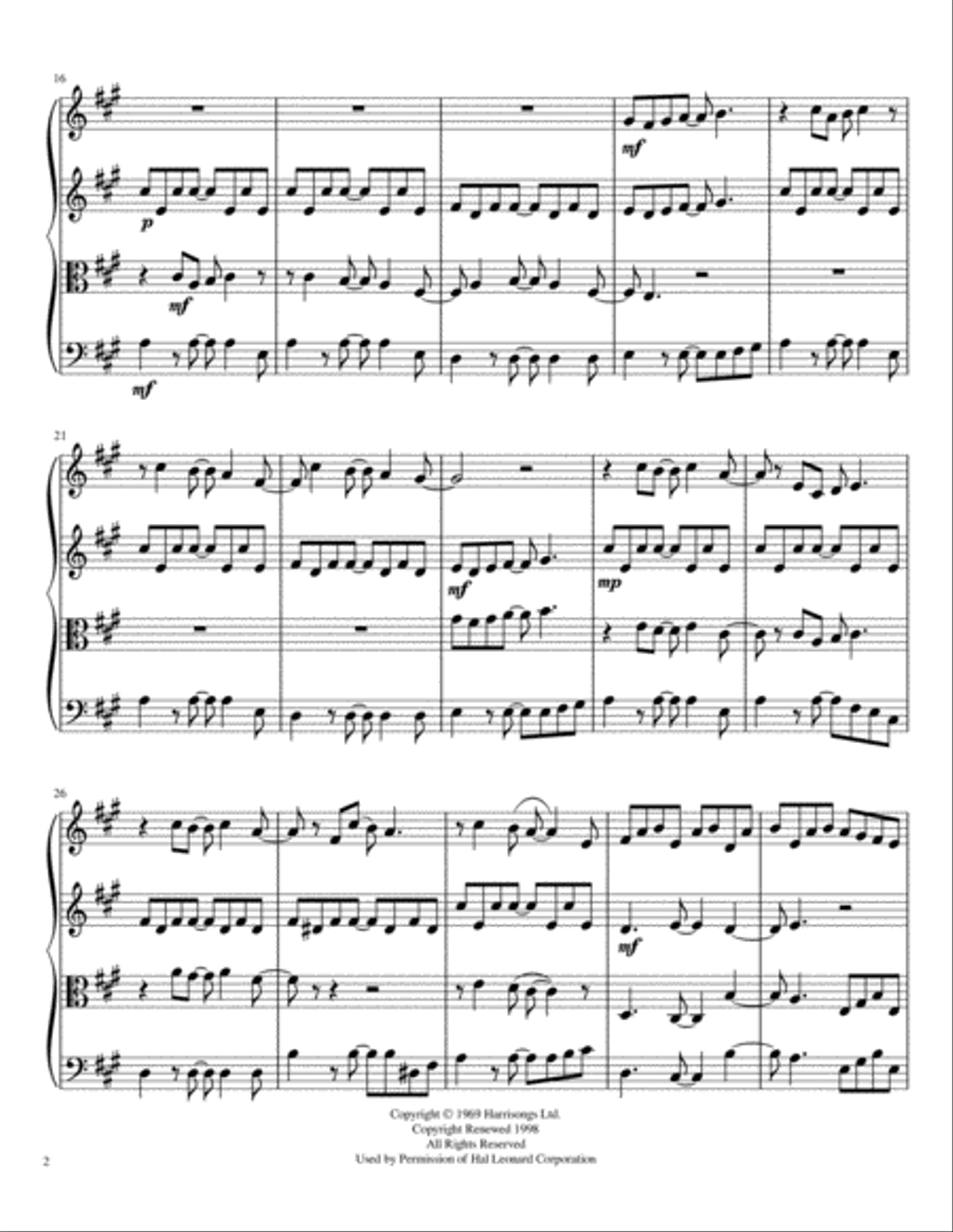 Here Comes The Sun String Quartet scores gallery preview page 3