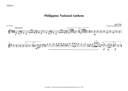 Philippino National Anthem for String Orchestra MFAO World Mational Anthem Series image number null