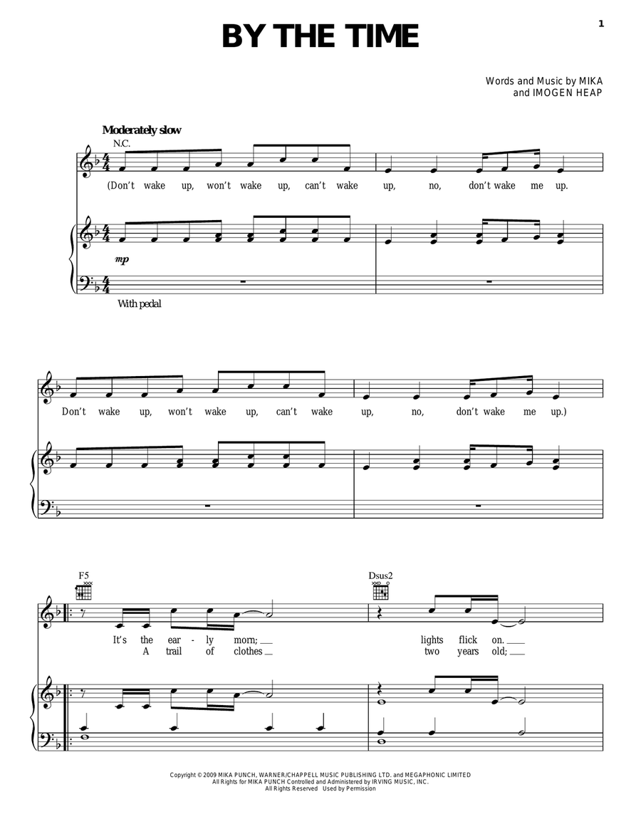 By The Time By The Time Piano, Vocal, Guitar scores gallery preview page 1