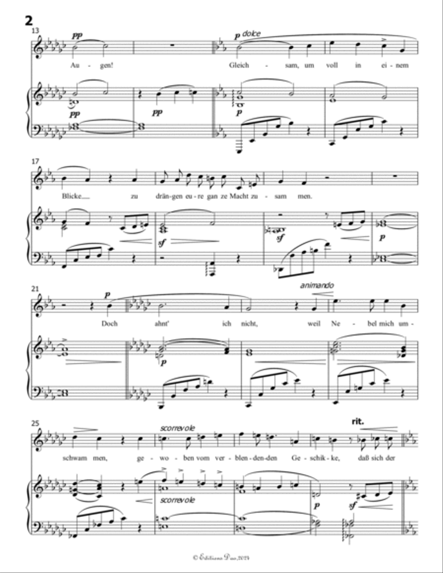 Nun seh ich wohl, by Mahler, in e flat minor, warum so dunkle Flammen Piano, Vocal scores gallery preview page 4