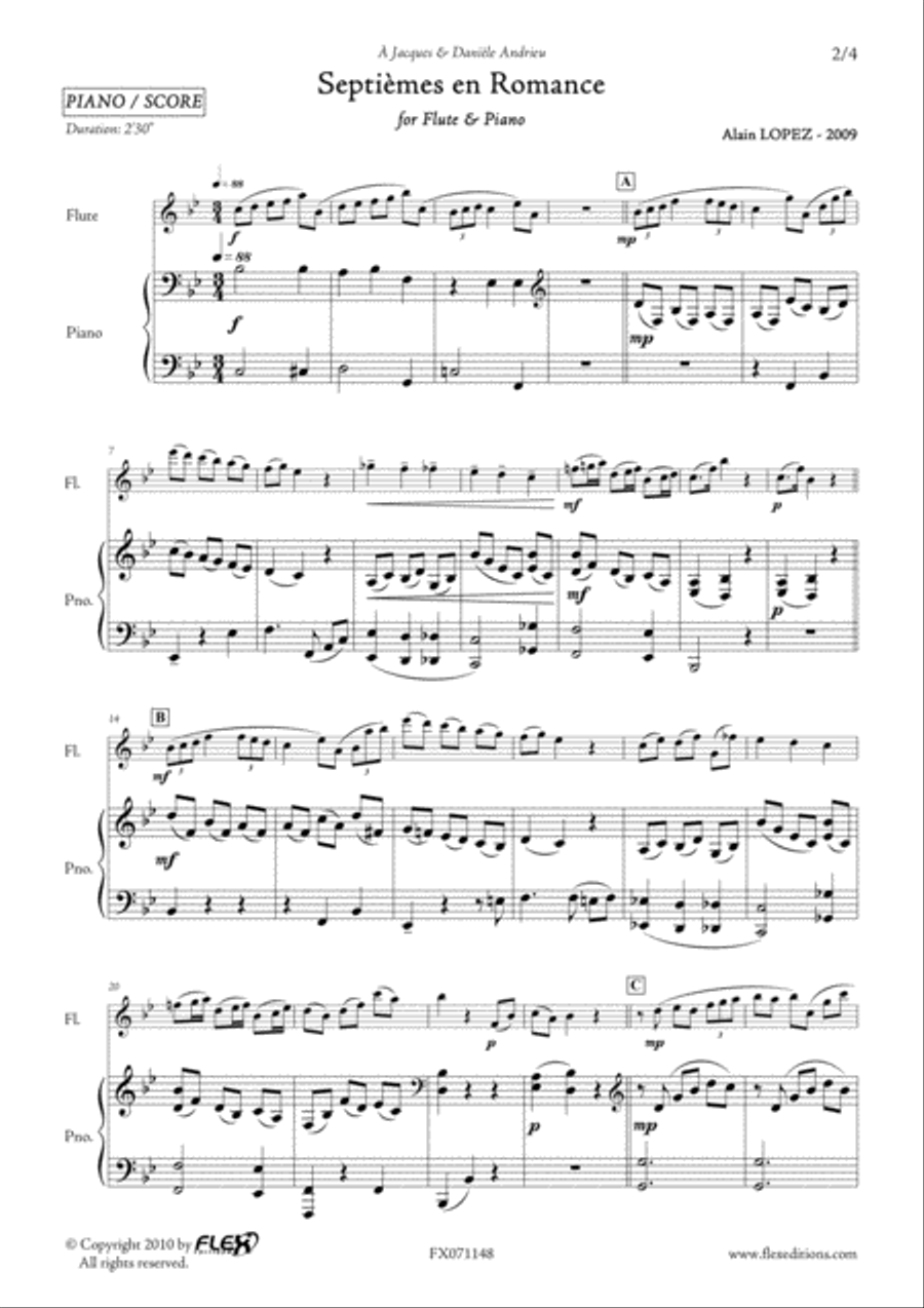 Septiemes en Romance Septiemes en Romance Flute Solo scores gallery preview page 2