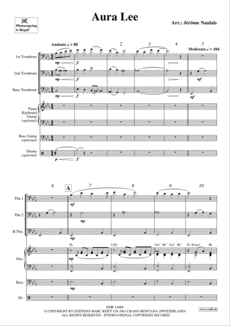 Aura Lee Trombone Trio scores gallery preview page 3