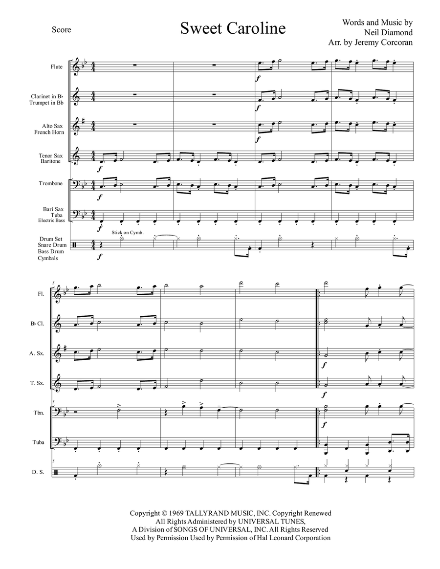 Sweet Caroline Small Ensemble scores gallery preview page 2