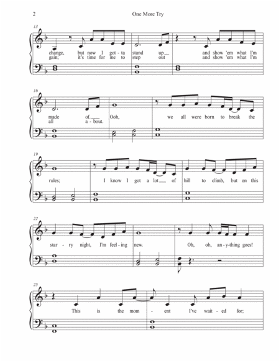 One More Try From & Juliet Piano Method scores gallery preview page 2