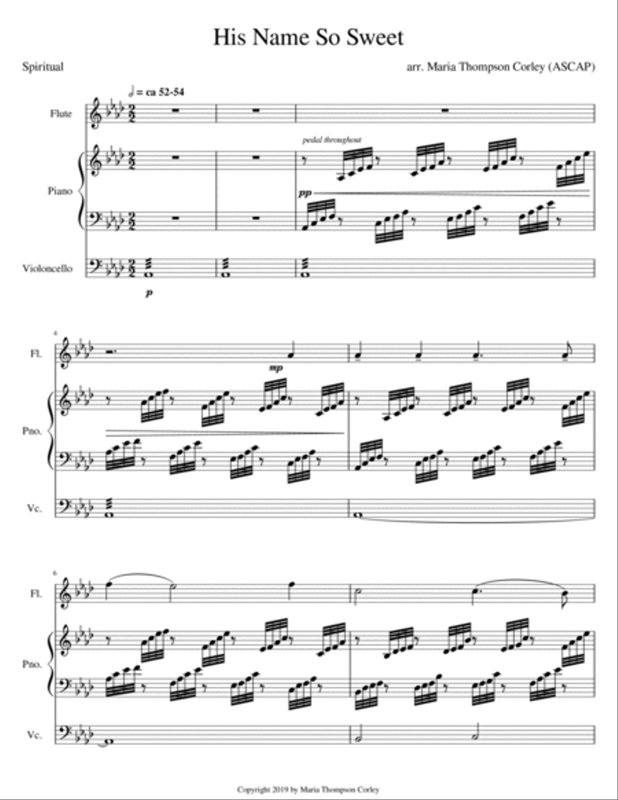 Crossing Jordan: Three Spirituals for flute, piano and cello Flute scores gallery preview page 3