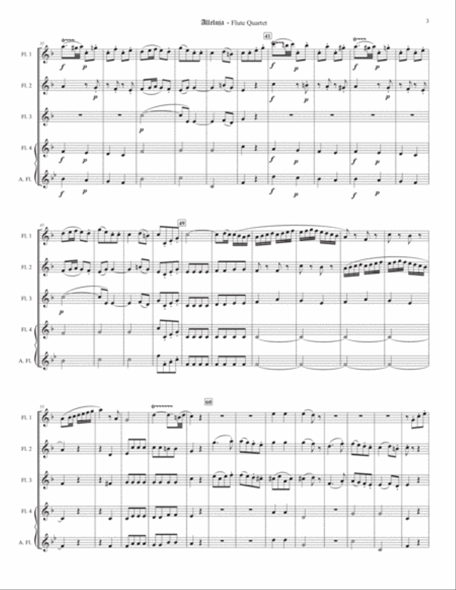 ALLELUJA from Exsultate Jubilate Flute Quartet scores gallery preview page 3
