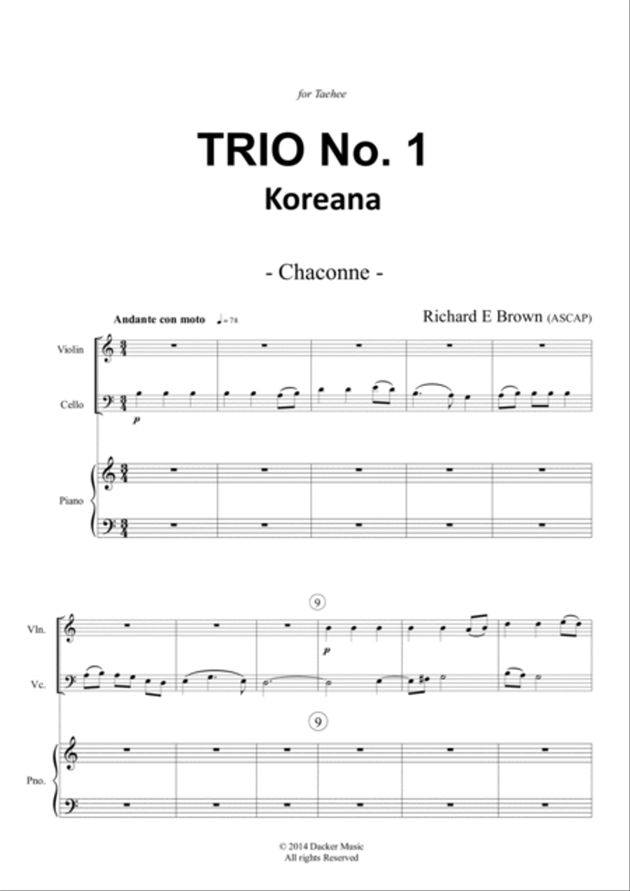 Trio No. 1 (Koreana) Piano Trio scores gallery preview page 3
