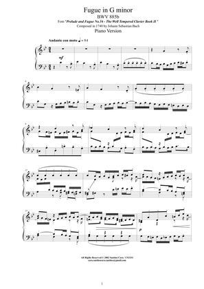 Bach - Fugue in G minor BWV 885b - Piano version