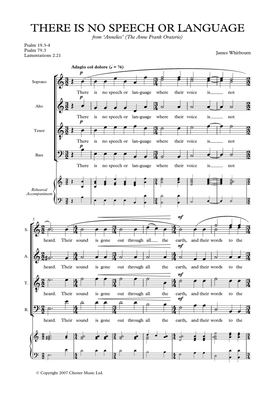 There Is No Speech Or Language 4-Part scores gallery preview page 1