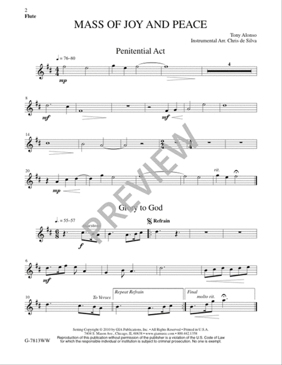 Mass of Joy and Peace - Woodwind edition Flute scores gallery preview page 3