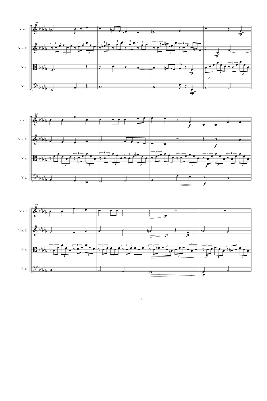 Cantique de Jean Racine (String Quartet) Scores & Parts String Quartet scores gallery preview page 5