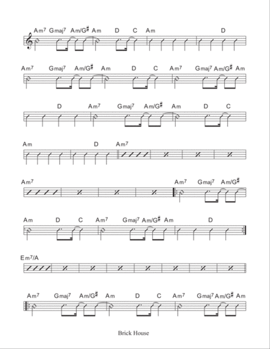 Brick House Piano, Vocal, Guitar scores gallery preview page 2