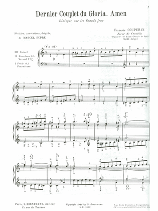 Book cover for Amen, Dernier Couplet Du Gloria (maitres Classiques No.11) (organ)