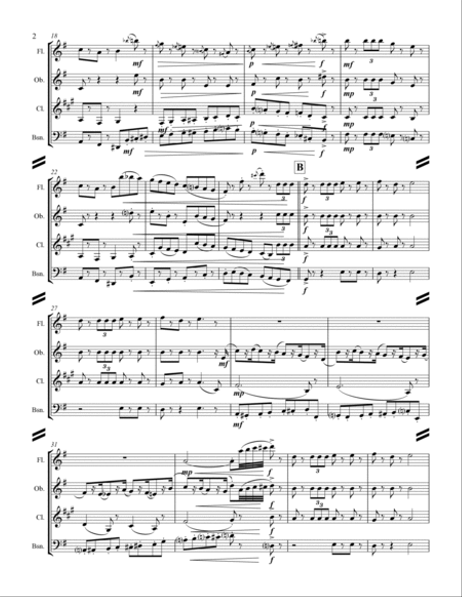 The Nutcracker Suite - 2. Marche (for Woodwind Quartet) Woodwind Quartet scores gallery preview page 3