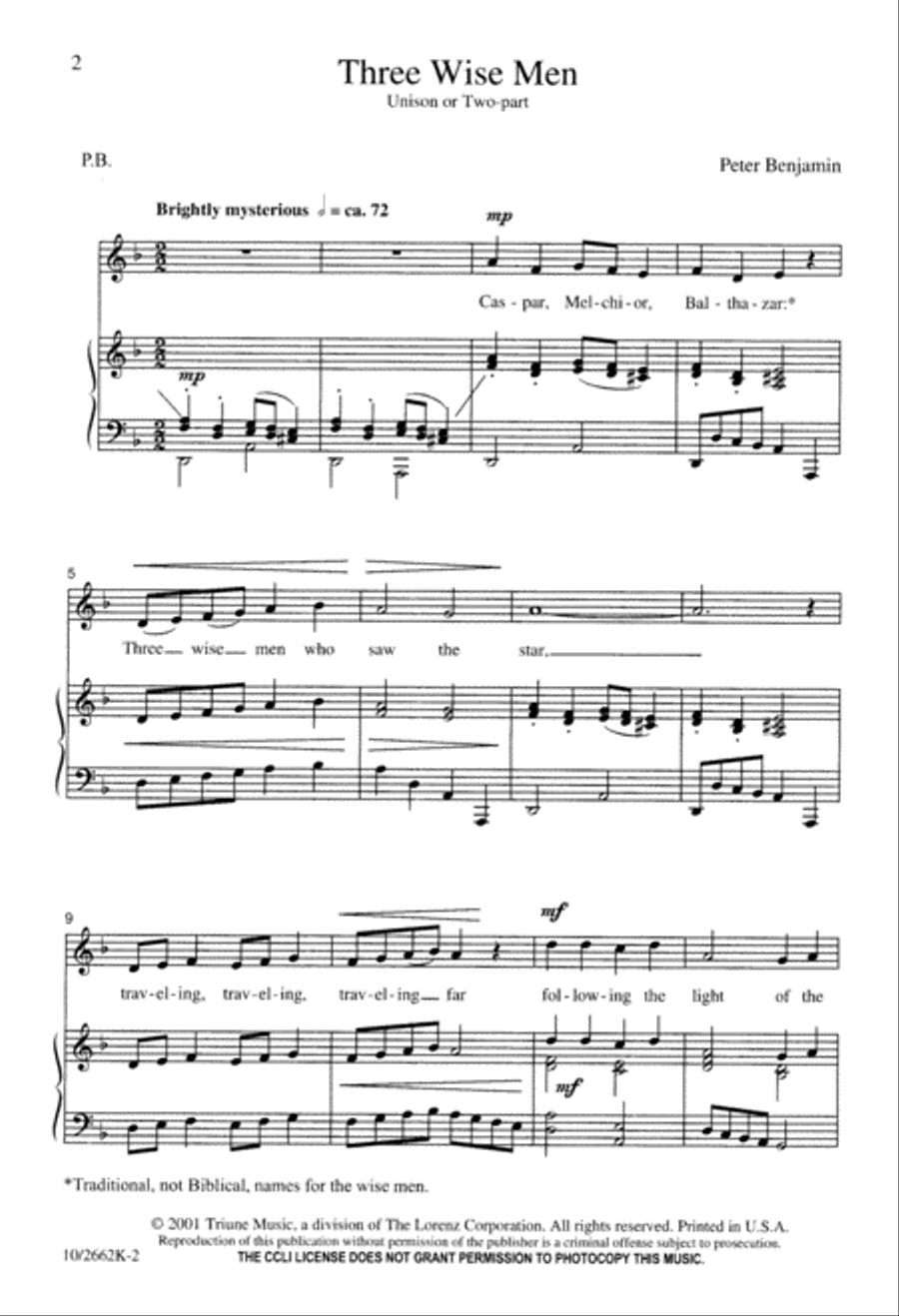 Three Wise Men Three Wise Men Unison Choir scores gallery preview page 3