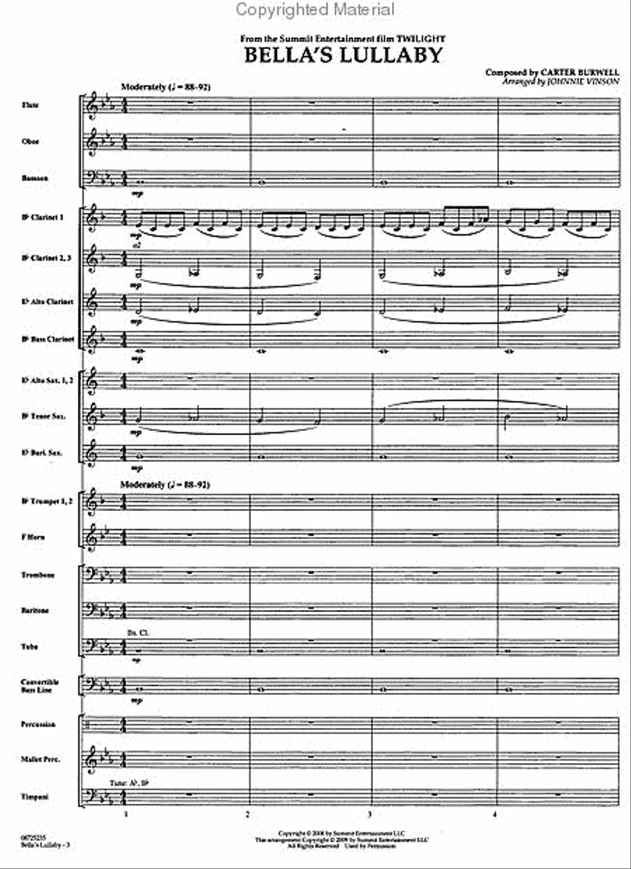 Bella's Lullaby (from Twilight) Concert Band scores gallery preview page 2