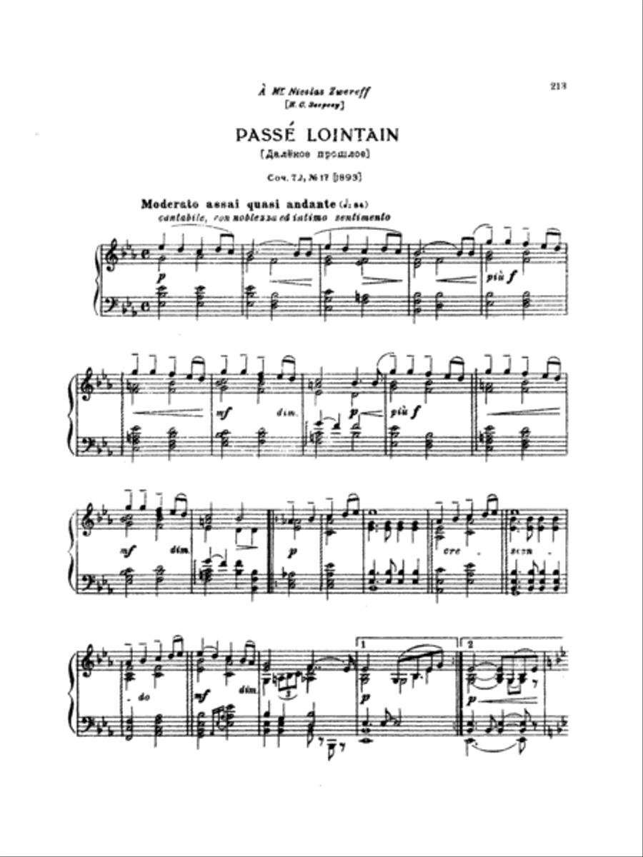 Tchaikovsky: Eighteen Piano Pieces, Op. 72; Aveu Passionne; Valse, Op. 40, No. 9, 1st Version Piano Solo scores gallery preview page 1