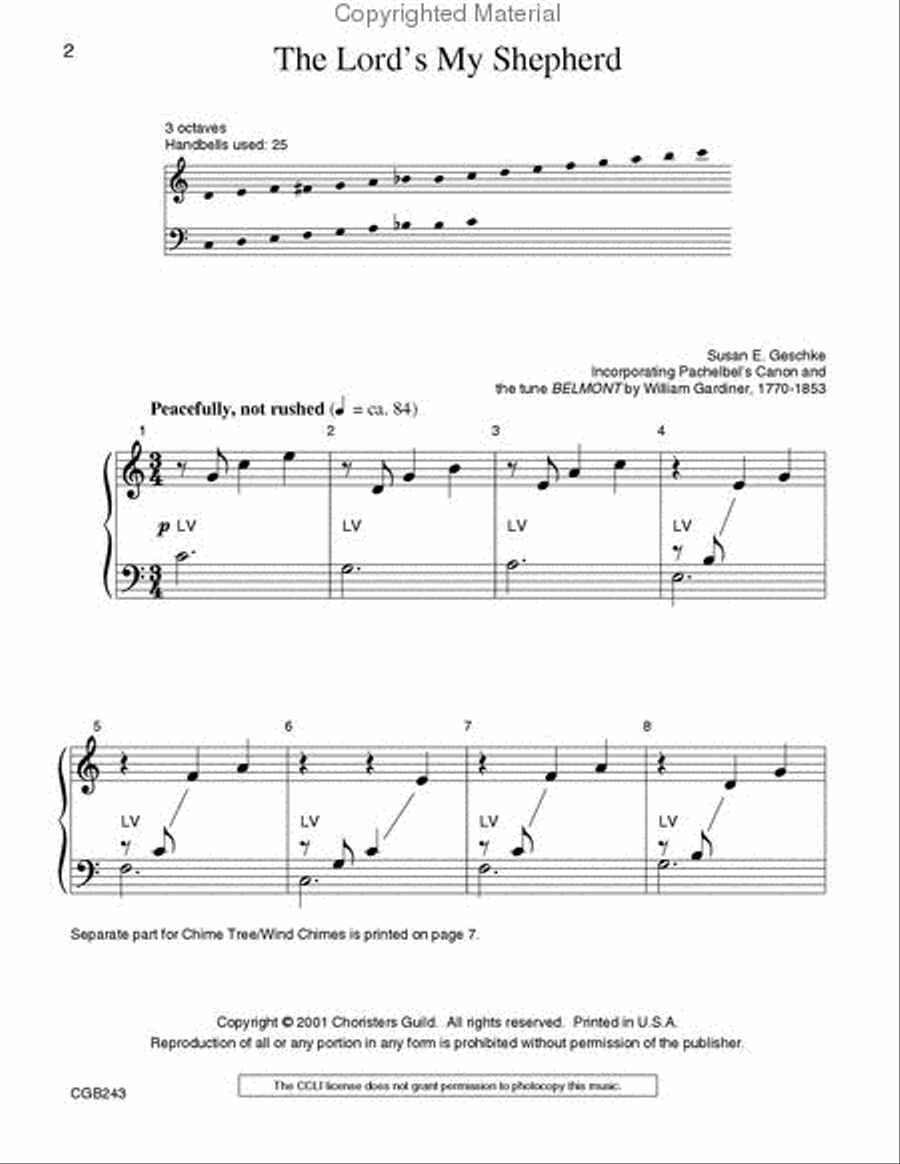 The Lord's My Shepherd Handbell Choir scores gallery preview page 2