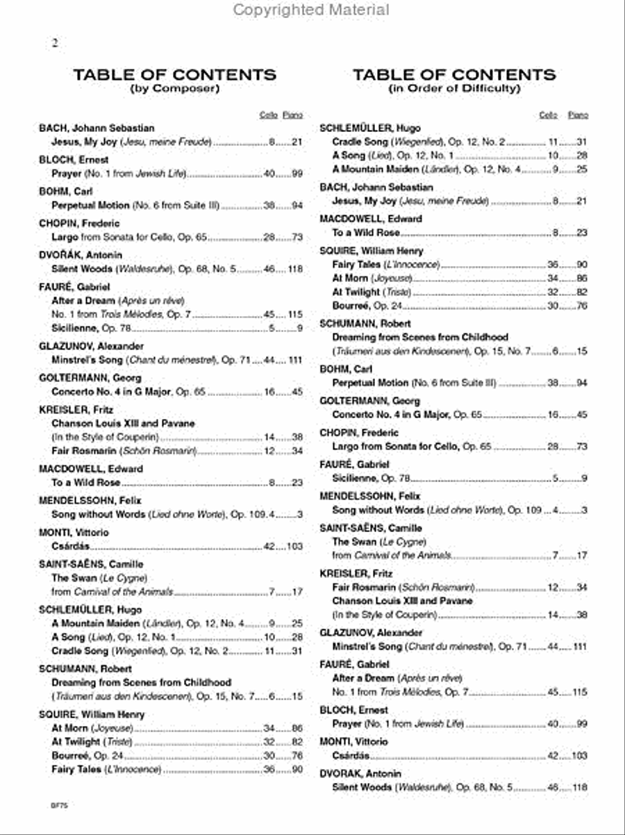 Repertoire Classics for Cello Piano Accompaniment scores gallery preview page 3