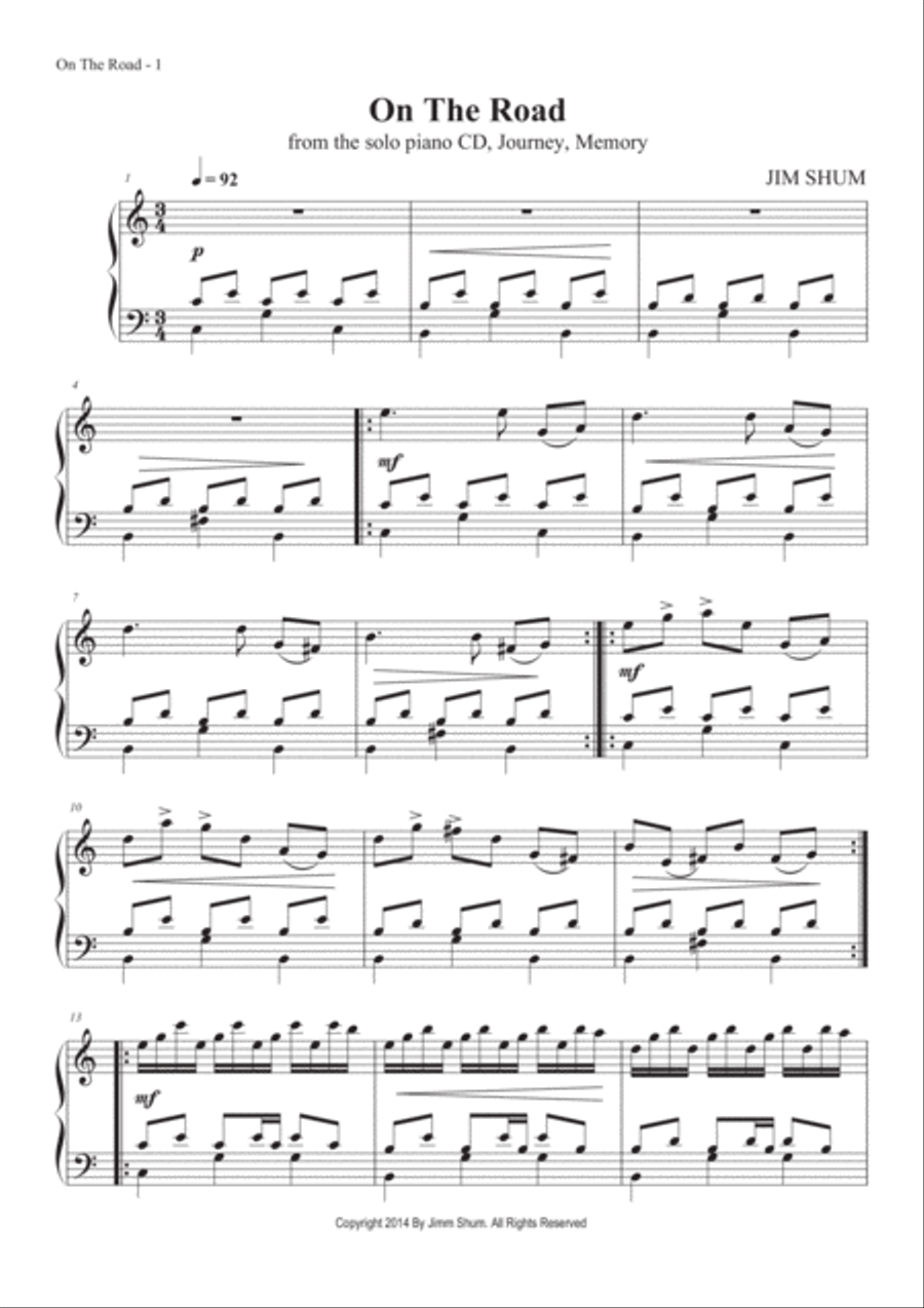 On The Road Piano Solo scores gallery preview page 3