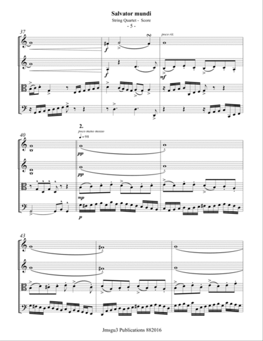 Bull: Salvator mundi for String Quartet - Score Only String Quartet scores gallery preview page 5