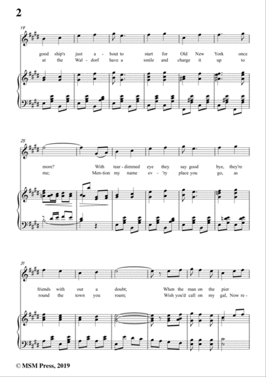 George M. Cohan-Give My Regards to Broadway,in E Major,for Voice&Piano Voice scores gallery preview page 4