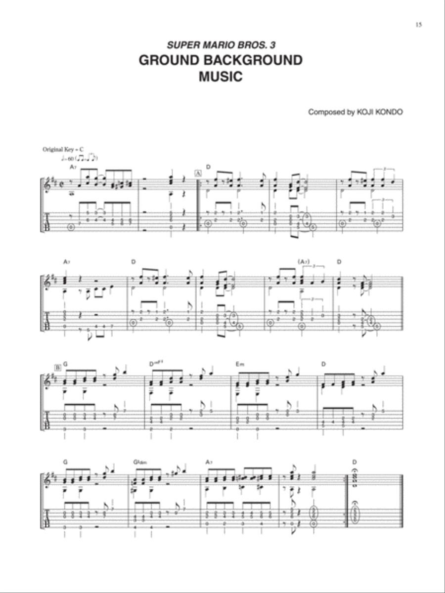 Super Mario Bros. 3 Ground Background Music Electric Guitar scores gallery preview page 1
