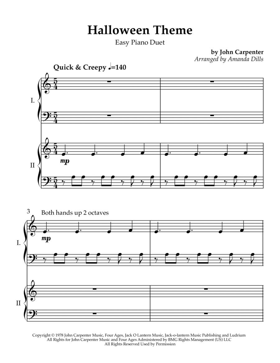 Halloween Theme Easy Piano scores gallery preview page 1