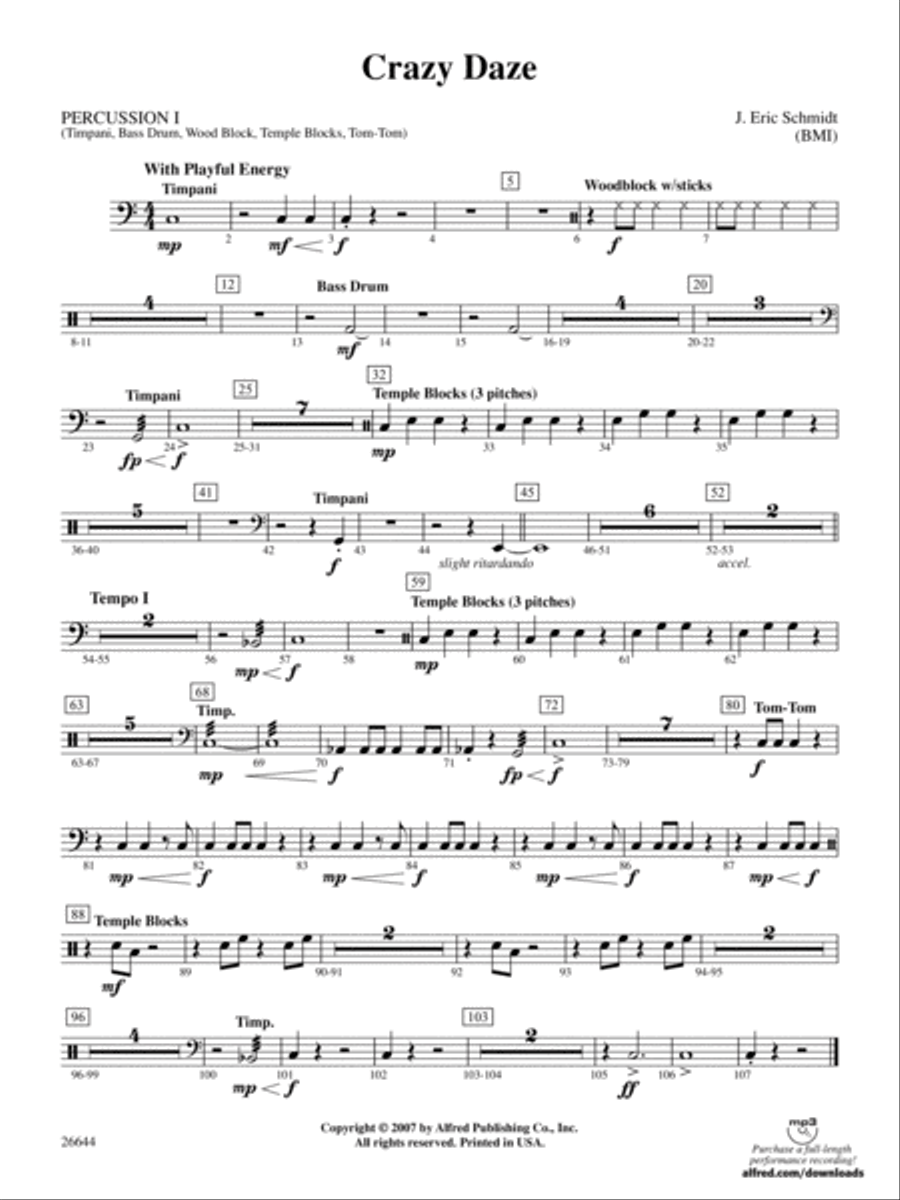 Crazy Daze: 1st Percussion Full Orchestra scores gallery preview page 1