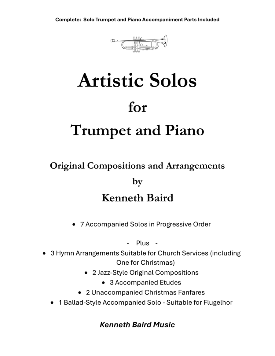 Artistic Solos for Trumpet and Piano (Complete: Solo and Accompaniment Included) B-Flat Trumpet scores gallery preview page 1