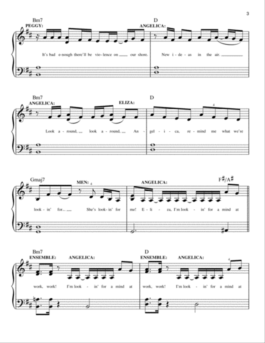 The Schuyler Sisters (from Hamilton) Easy Piano scores gallery preview page 3
