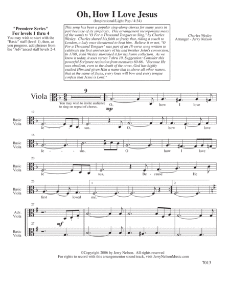 O How I Love Jesus (Arrangements Level 1-4 for VIOLA + Written Acc) Hymns image number null