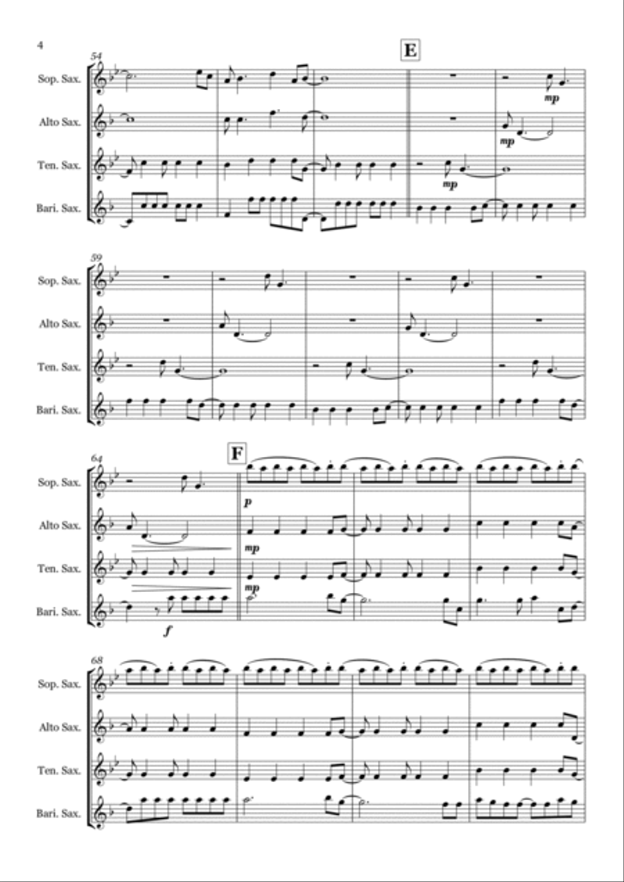 Viva La Vida Saxophone Quartet scores gallery preview page 4