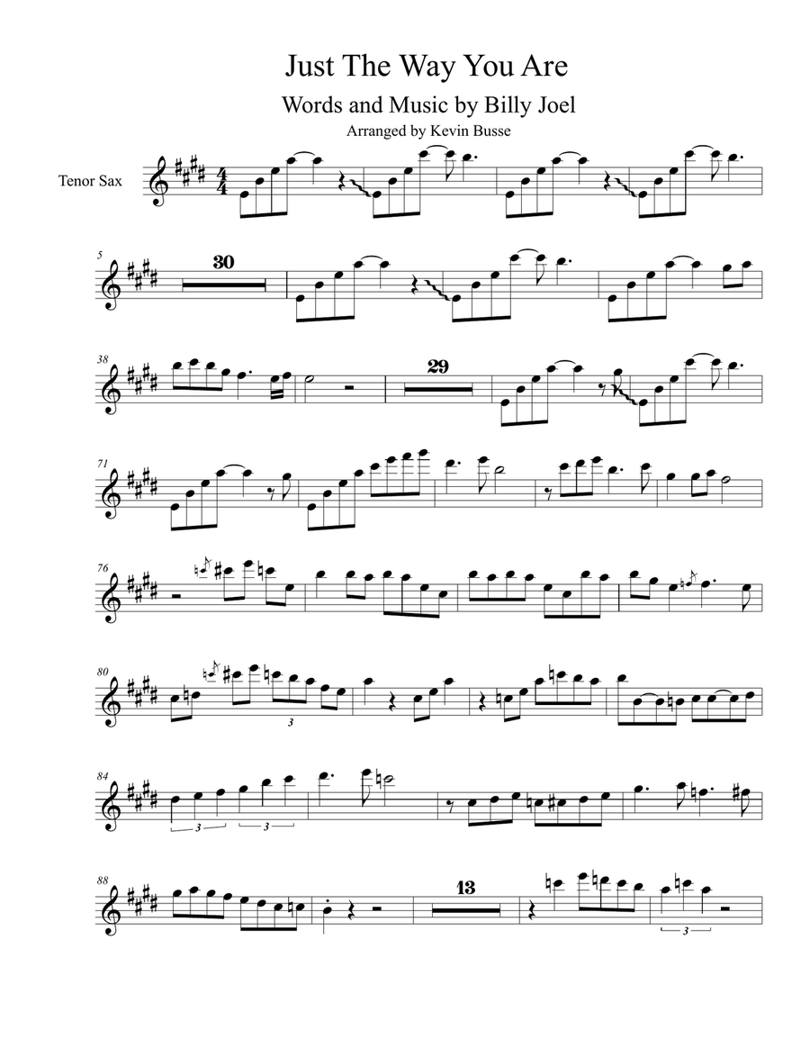 Just The Way You Are Tenor Saxophone scores gallery preview page 1