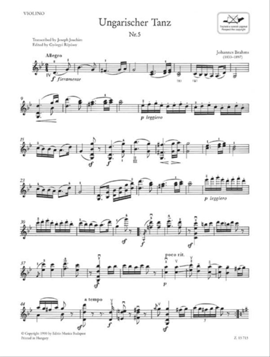 Ungarischer Tanz Nr. 5 Violin Solo scores gallery preview page 3