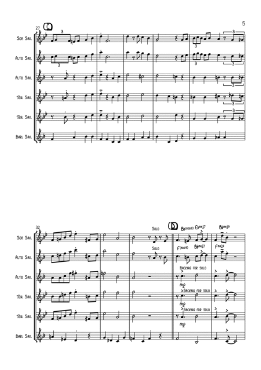 It's Beginning To Look Like Christmas Saxophone Quintet scores gallery preview page 5