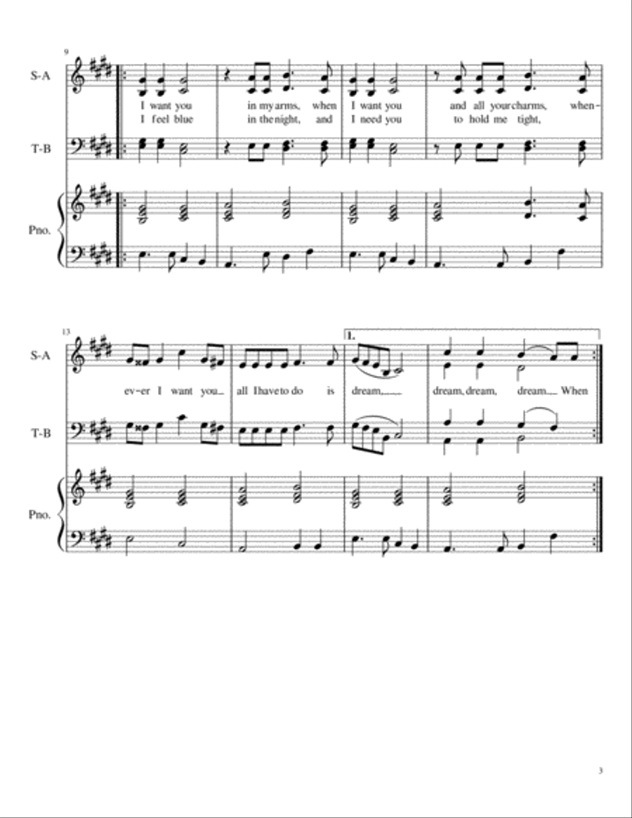 All I Have To Do Is Dream 4-Part scores gallery preview page 3