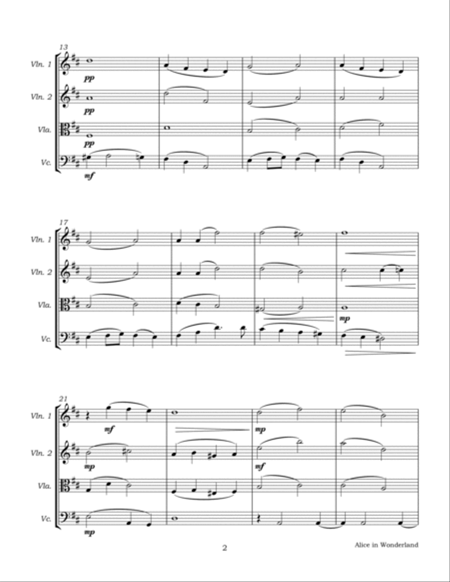 Alice In Wonderland from Walt Disney's ALICE IN WONDERLAND String Quartet scores gallery preview page 5