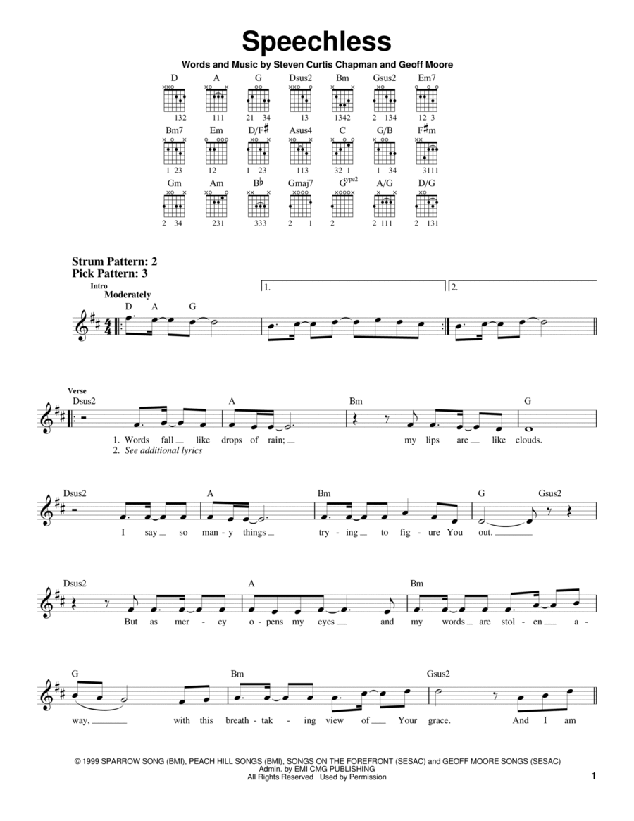 Speechless Easy Guitar scores gallery preview page 1