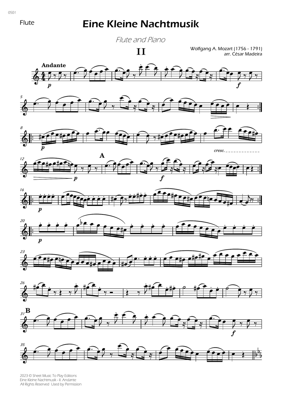 Eine Kleine Nachtmusik (2 mov.) - Flute and Piano (Individual Parts) Flute scores gallery preview page 1