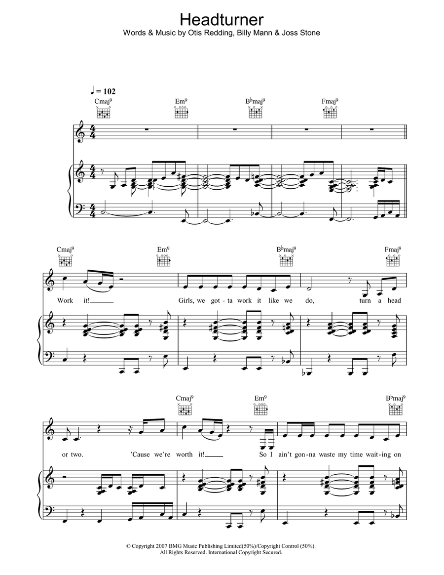 Headturner Headturner Piano, Vocal, Guitar scores gallery preview page 1