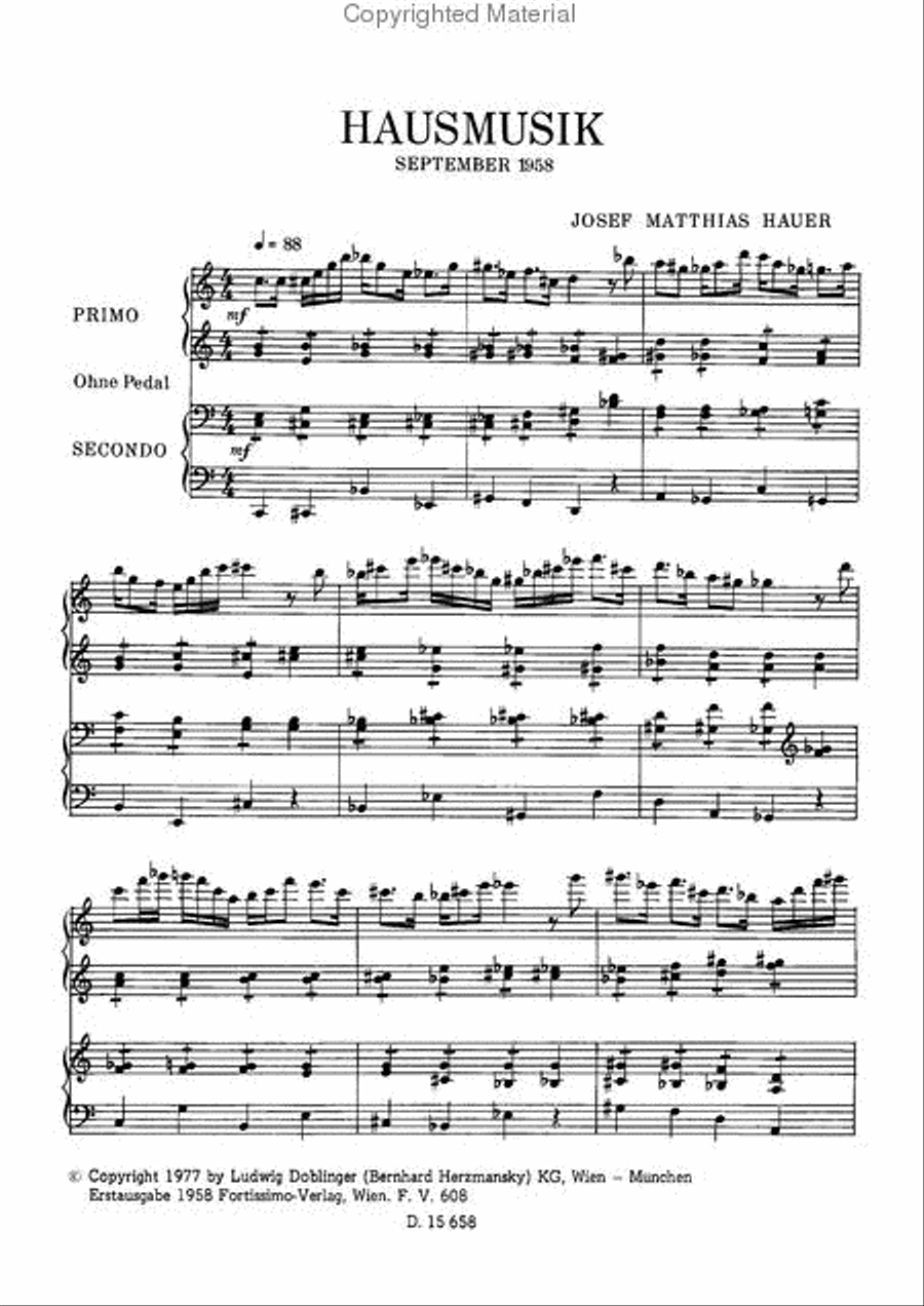 Hausmusik (September 1958) Piano Duet scores gallery preview page 2