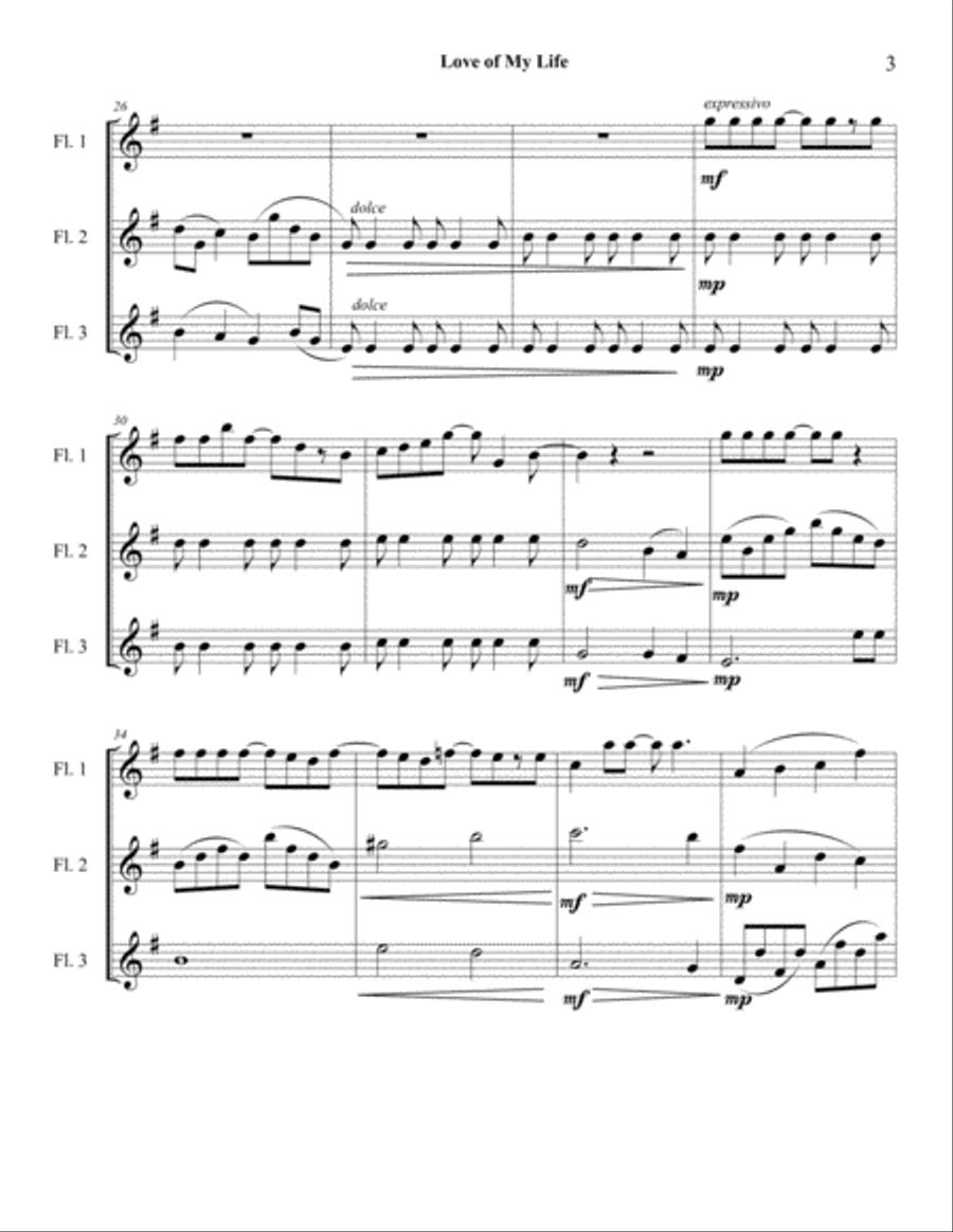 Love Of My Life Woodwind Trio scores gallery preview page 3