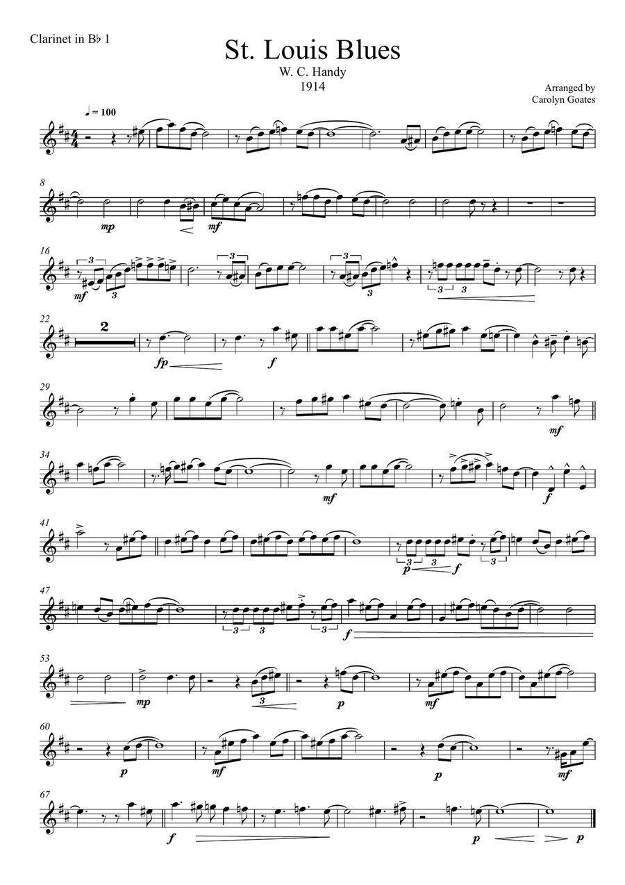 St. Louis Blues (Handy) for Clarinet choir Clarinet Choir scores gallery preview page 5